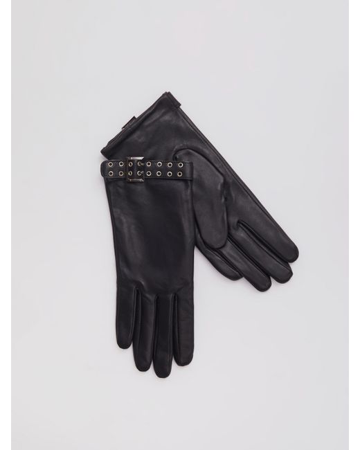 Zolla Утеплённые кожаные перчатки с флисом и ремешками