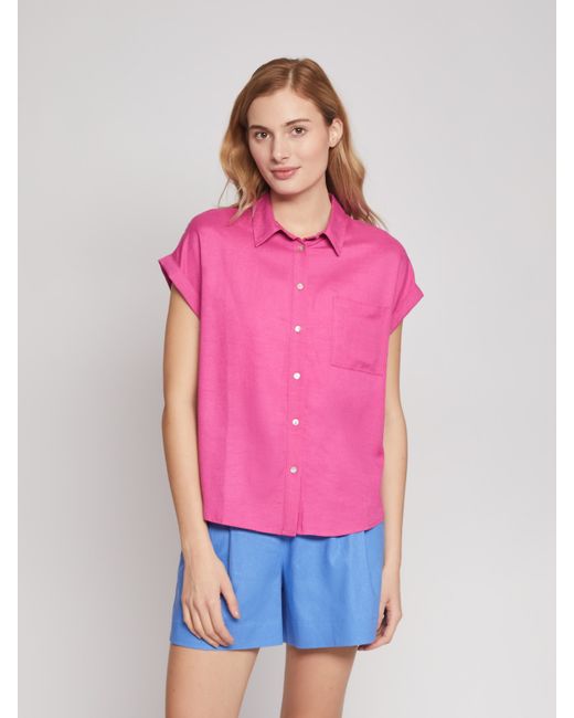 Zolla Рубашка из льна с коротким рукавом