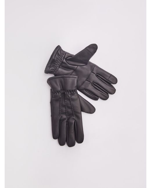 Zolla Тёплые кожаные перчатки с экомехом