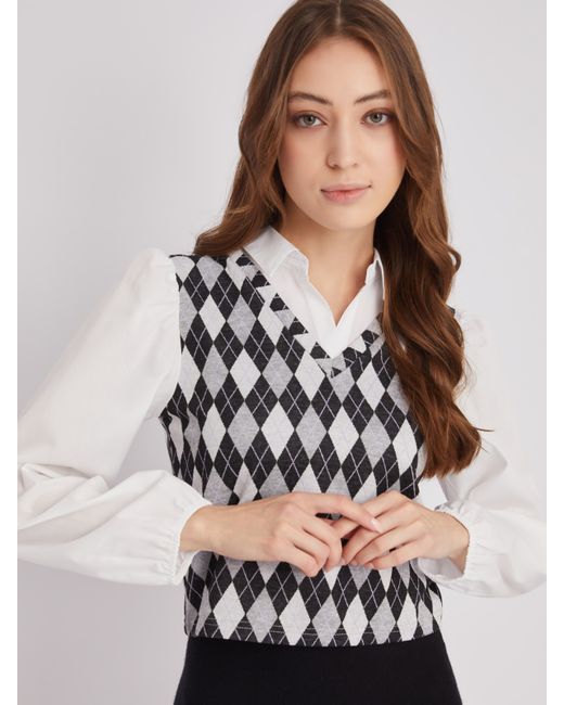 Zolla Комбинированная укороченная жилетка с имитацией блузки