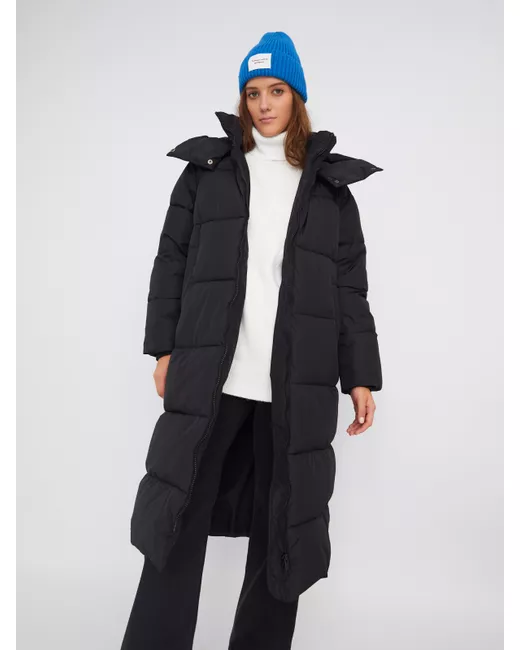 Zolla Тёплая стёганая куртка-пальто с капюшоном и двойным воротником