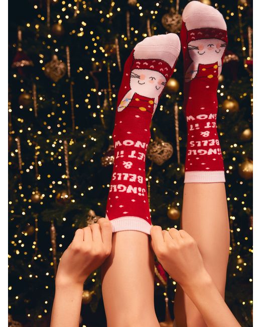 Zolla Тёплые махровые носки с новогодним рисунком