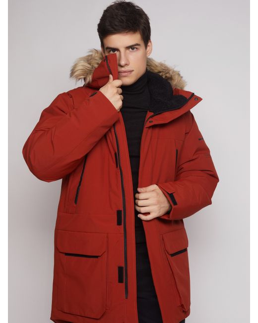 Zolla Тёплая удлинённая куртка-парка с капюшоном и съёмной опушкой из экомеха