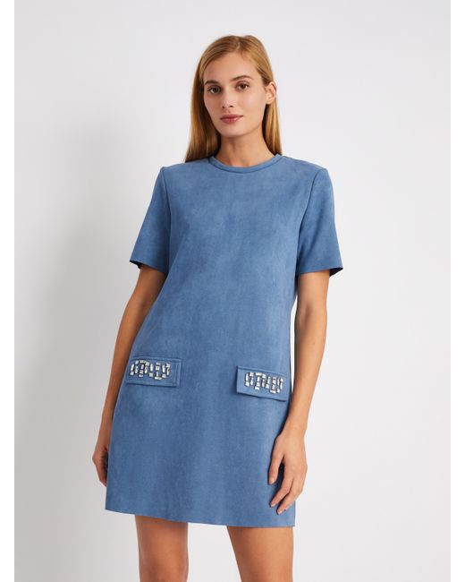 Zolla Платье-футболка из экозамши со стразами