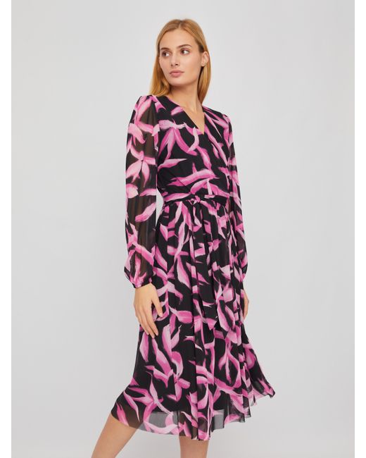 Zolla Платье миди из сетки с вырезом на запах и акцентным принтом