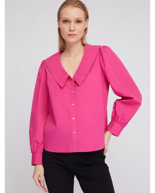 Zolla Блузка-рубашка с акцентным воротником и объёмными рукавами