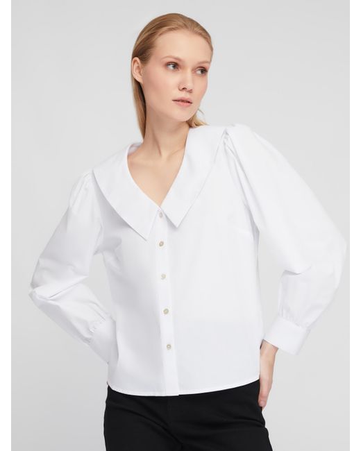 Zolla Блузка-рубашка с акцентным воротником и объёмными рукавами