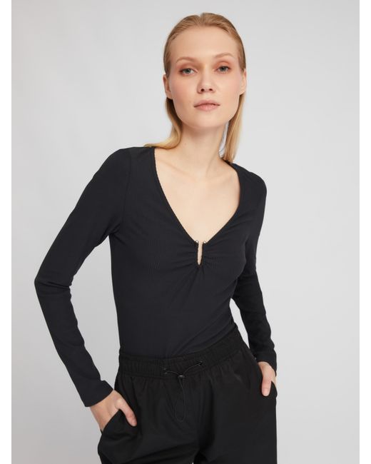 Zolla Топ-блузка с акцентным вырезом каре драпировкой