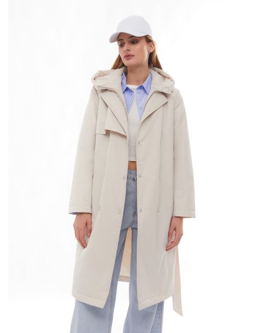 Zolla Утеплённое пальто на синтепоне с капюшоном и вшитой манишкой