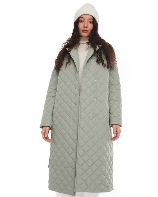 Zolla Утеплённое пальто с отложным воротником и поясом