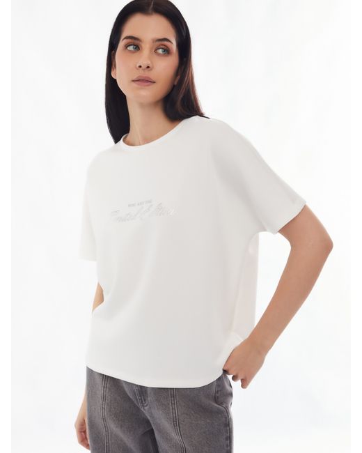 Zolla Блузка-футболка из неопрена с принтом-надписью