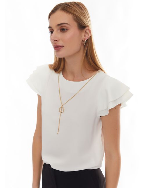 Zolla Топ-блузка с цепочкой и воланами на рукавах