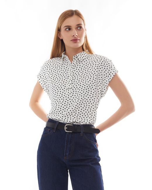 Zolla Принтованная блузка-рубашка с коротким рукавом