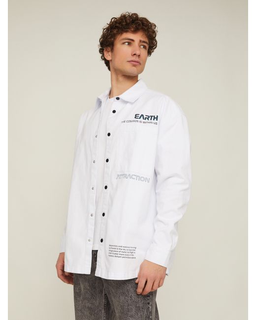 Zolla Куртка-рубашка из хлопка с принтом на спине
