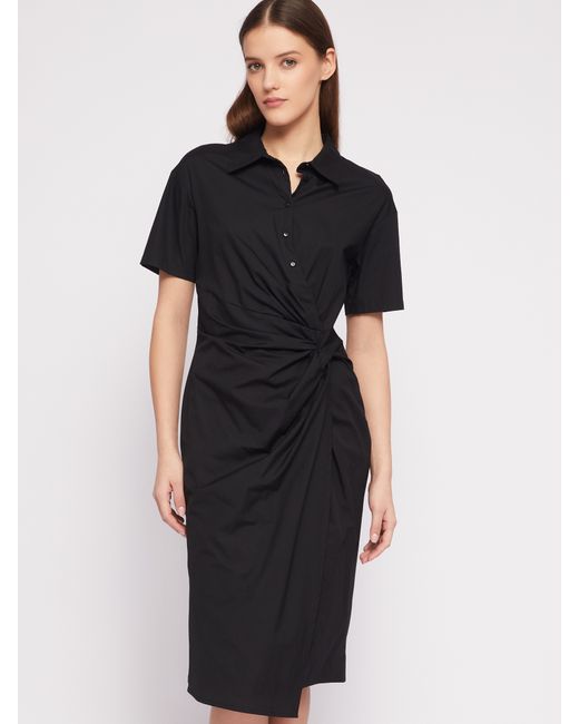Zolla Платье-рубашка из хлопка с драпировкой и запахом