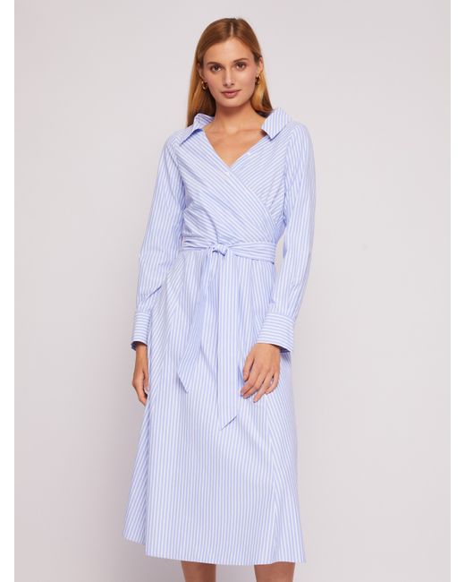 Zolla Платье-рубашка длины миди в полоску с поясом