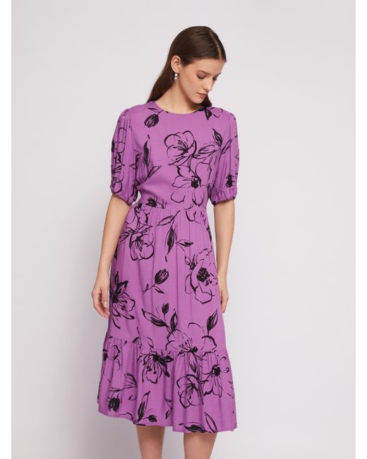 Zolla Ярусное платье миди с цветочным принтом