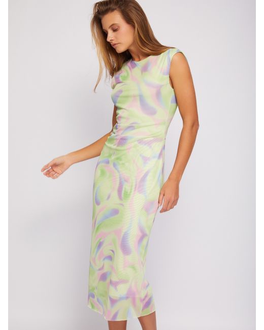 Zolla Платье из сетки с принтом Soft Focus и драпировкой