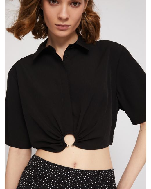 Zolla Укороченная блузка-рубашка с драпировкой