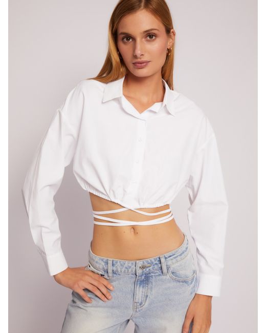 Zolla Укороченная блузка-рубашка с завязками