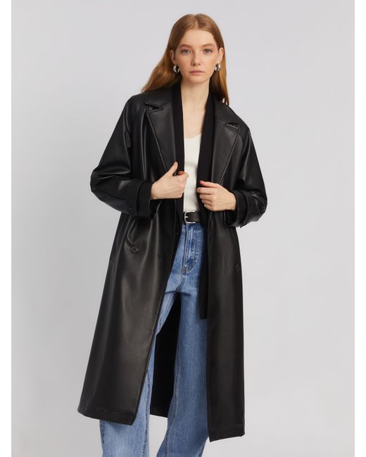 Zolla Длинное пальто-тренч из экокожи с рукавами реглан и поясом