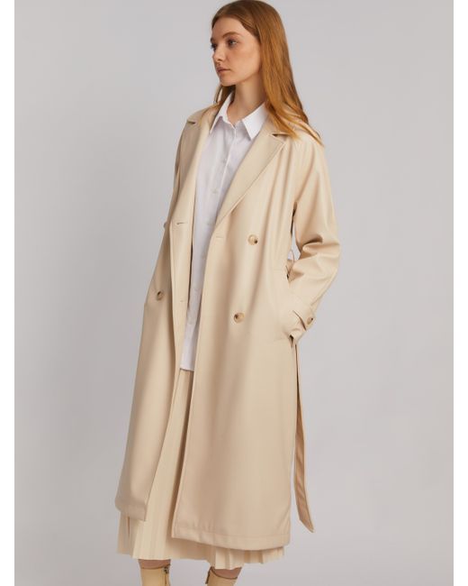 Zolla Длинное пальто-тренч из экокожи с рукавами реглан и поясом