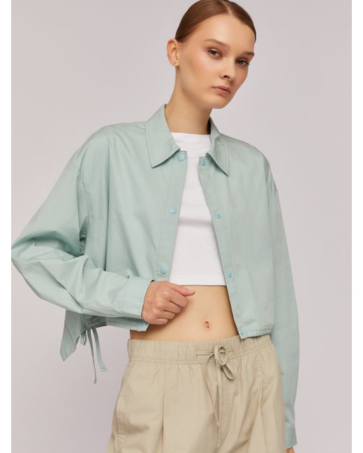 Zolla Укороченная блузка-рубашка из хлопка на кулиске