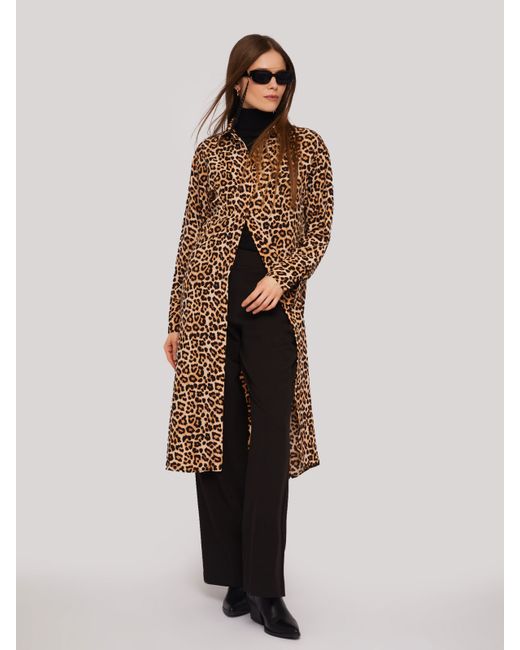 Zolla Платье-рубашка длины миди с леопардовым принтом и поясом