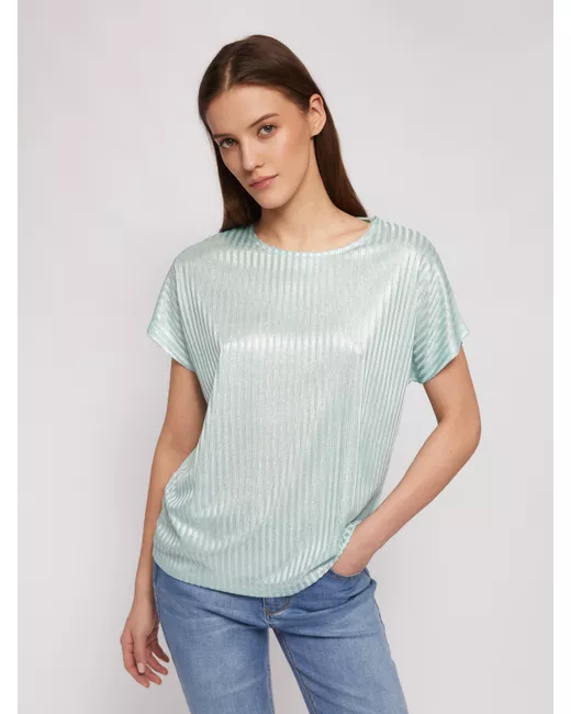 Zolla Трикотажный комбинированный топ-блузка с блеском