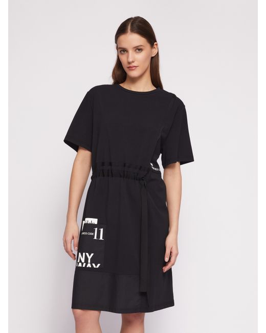 Zolla Платье-футболка из хлопка с завязками на талии