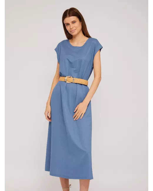 Zolla Трикотажное платье-футболка миди с плетёным ремнём