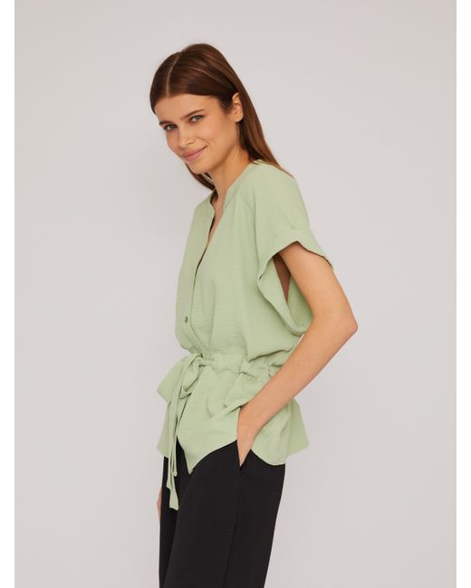Zolla Блузка-рубашка на кулиске с коротким рукавом