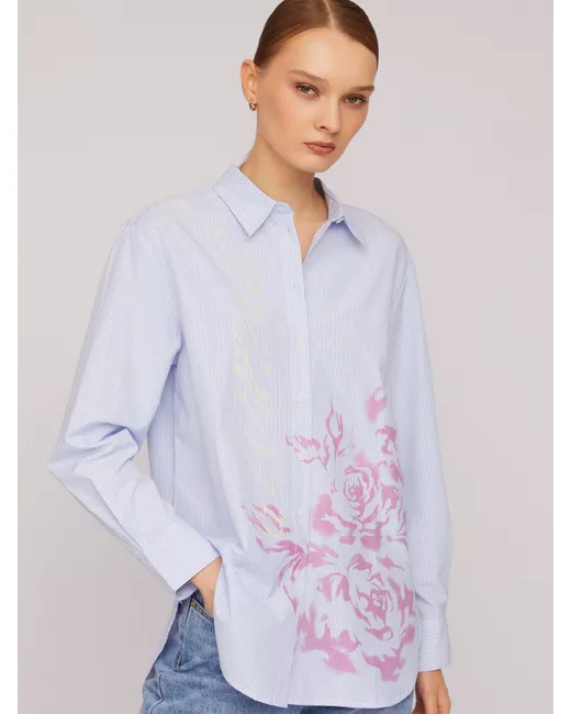Zolla Офисная рубашка в полоску с акцентным принтом